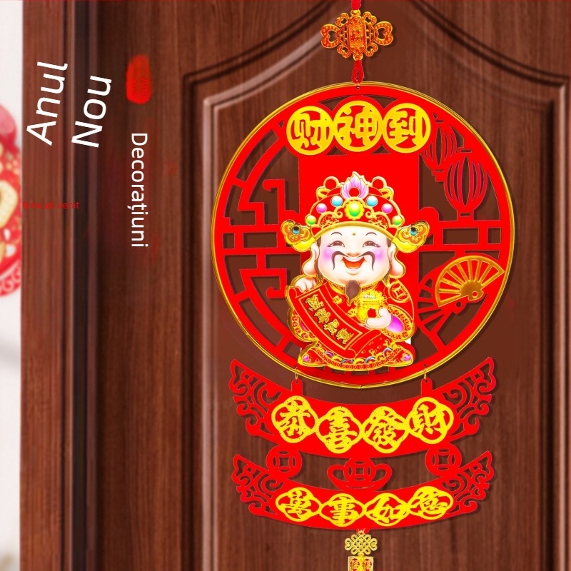 Pandantiv binecuvântare în stil chinezesc pentru hol, din pânză flocată cu ștampilare la cald, binecuvântare pentru Anul Șarpelui, cadou ideal pentru casa nouă.