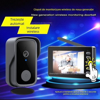 Sonerie video inteligentă pentru ușă, fără fir, interfon video bidirecțional, 1080P HD, vedere de noapte, obiectiv 4 mm, detecție mișcare, pentru interior și exterior