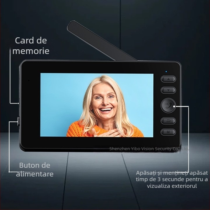 Sonerie video inteligentă pentru ușă, fără fir, interfon video bidirecțional, 1080P HD, vedere de noapte, obiectiv 4 mm, detecție mișcare, pentru interior și exterior