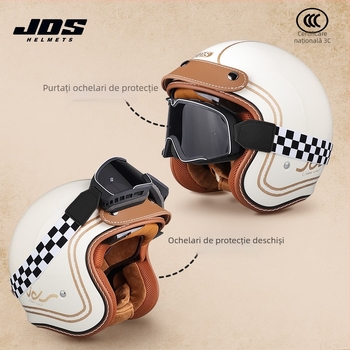 Cască moto semi-închisă retro – ABS, stil vintage, certificat DOT și 3C, pentru adulți, toate anotimpurile, pentru naveta zilnică