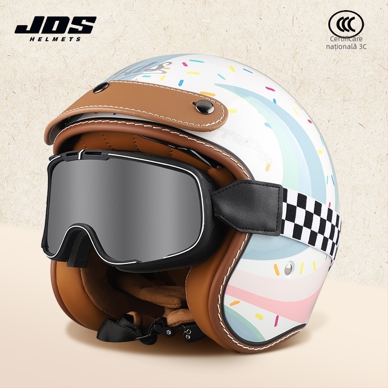 Cască moto semi-închisă retro – ABS, stil vintage, certificat DOT și 3C, pentru adulți, toate anotimpurile, pentru naveta zilnică