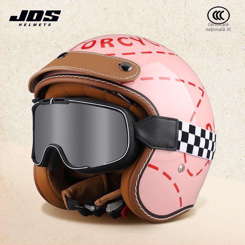 Cască moto semi-închisă retro – ABS, stil vintage, certificat DOT și 3C, pentru adulți, toate anotimpurile, pentru naveta zilnică