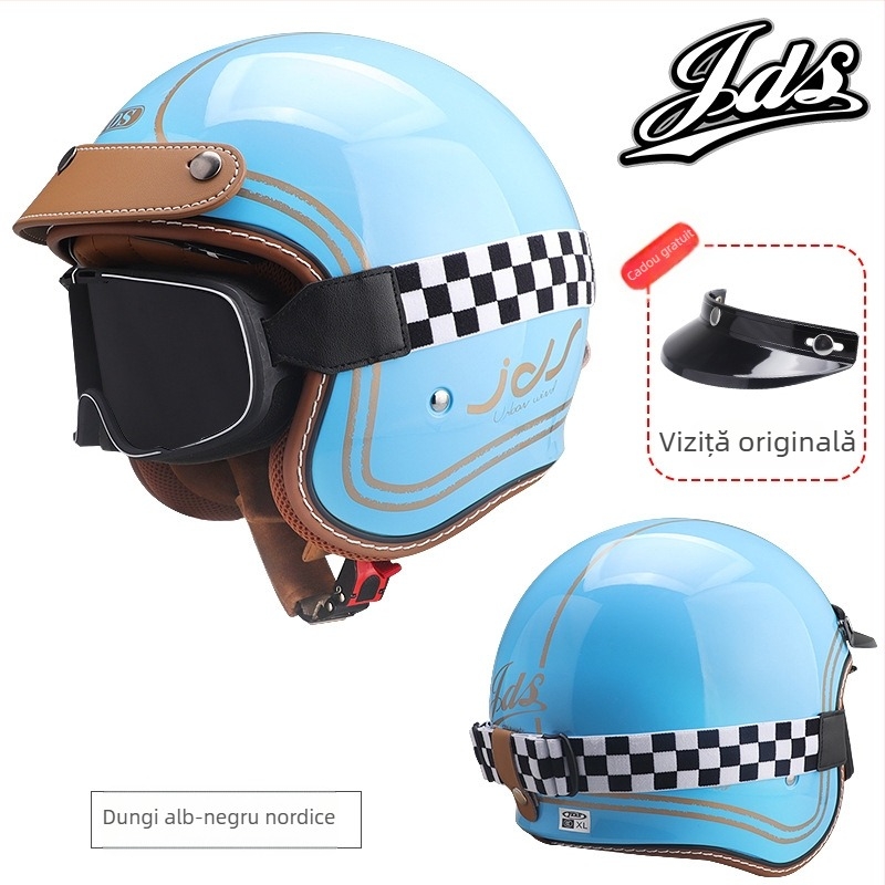 Cască moto semi-închisă retro – ABS, stil vintage, certificat DOT și 3C, pentru adulți, toate anotimpurile, pentru naveta zilnică