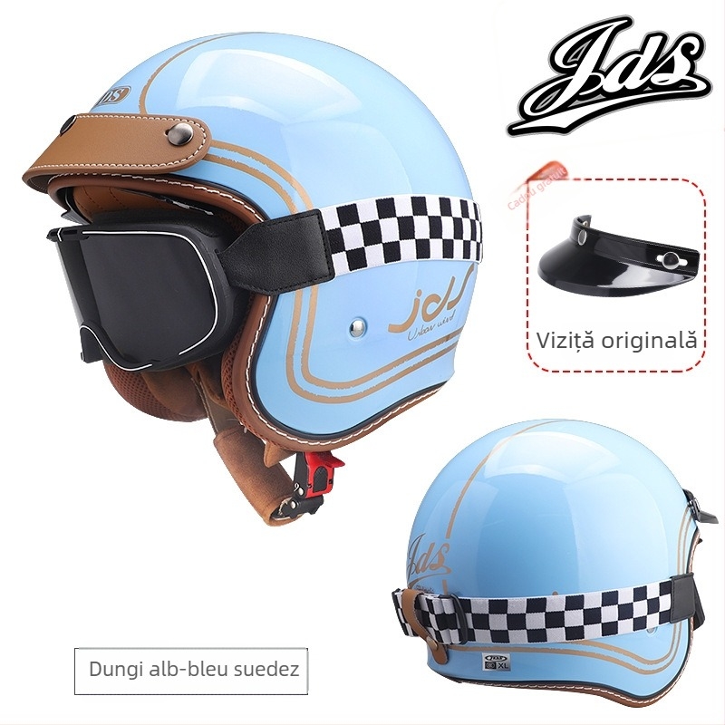 Cască moto semi-închisă retro – ABS, stil vintage, certificat DOT și 3C, pentru adulți, toate anotimpurile, pentru naveta zilnică