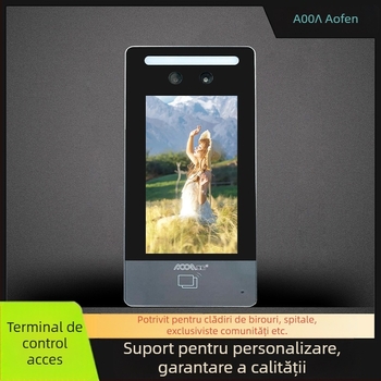 Aosong Aoof002 Sistem de control acces all-in-one cu recunoaștere facială și videointercom, stocare 50, intercom Wi‑Fi, alimentare 24V