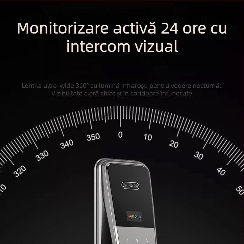 K36S Încuietoare inteligentă pentru uși cu amprentă, recunoaștere facială, videointerfon și blocare cu parolă; Capacitate amprentă: 100; Timp de scanare: <0.1 s; Rată de recunoaștere falsă: <0.01%; Temperatură de operare: -30 până la 70°C