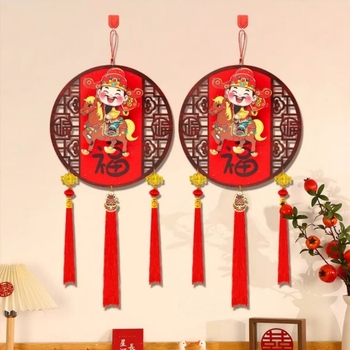 Figurină cu Dumnezeu al Bogăției, capul în balans, stil Chinezesc, lucrată manual, din material catifelat flocked, pentru sufragerie în timpul Festivalului de Primăvară