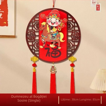 Figurină cu Dumnezeu al Bogăției, capul în balans, stil Chinezesc, lucrată manual, din material catifelat flocked, pentru sufragerie în timpul Festivalului de Primăvară