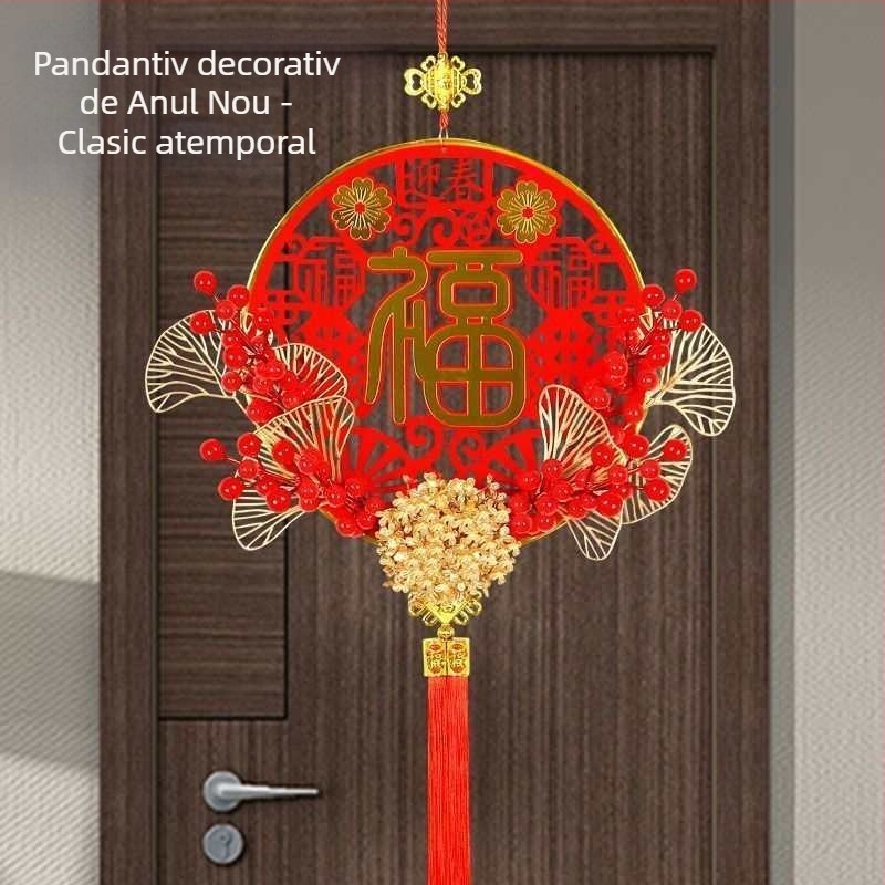 Pandantiv nod chinezesc cu ciucuri - din felt, lucru manual + mecanic, pentru familie, stil de primăvară