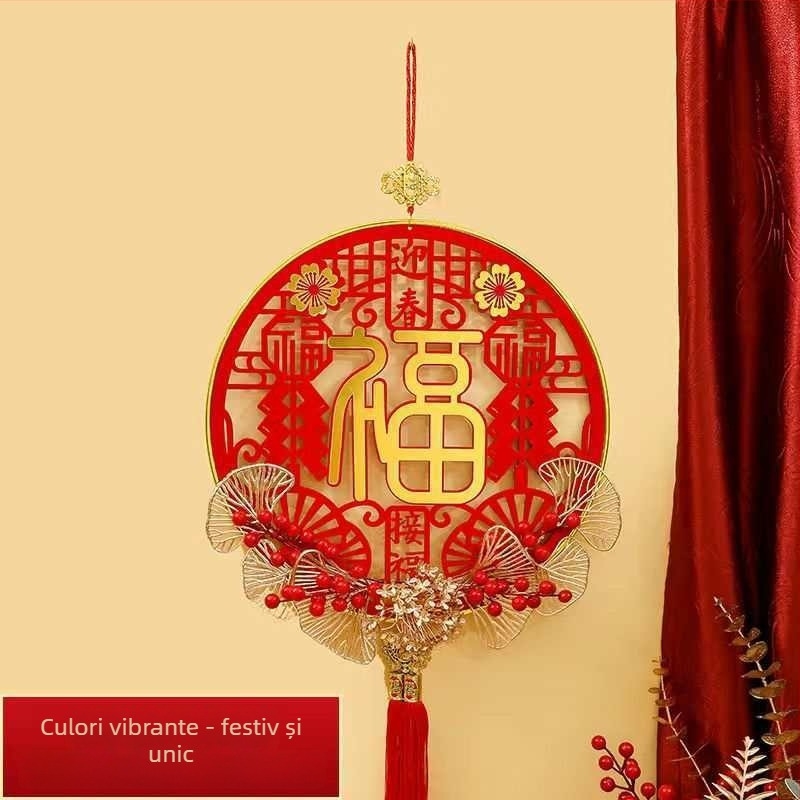 Pandantiv nod chinezesc cu ciucuri - din felt, lucru manual + mecanic, pentru familie, stil de primăvară