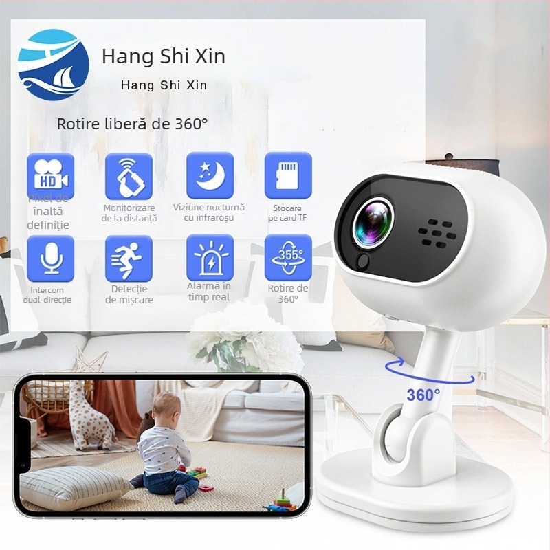 Cameră smart A4 cu viziune nocturnă, rază 10–30 m, control prin aplicație mobilă