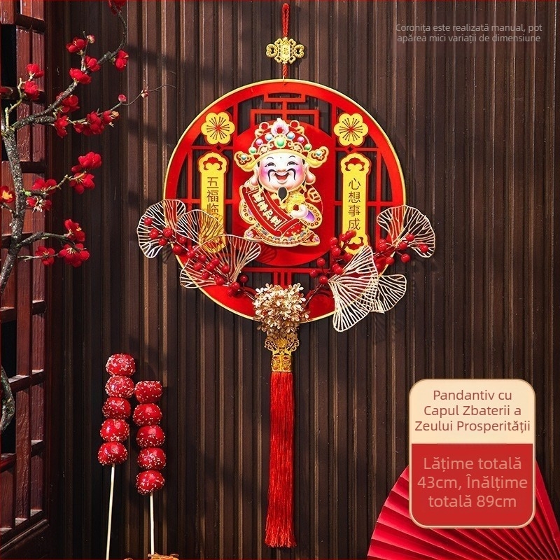 Coroană cu flori cu capul care se mișcă – decor pentru ușa de intrare, LL-94, handmade, stil chinezesc