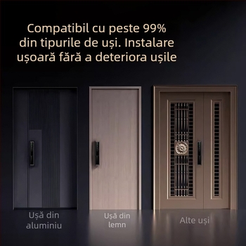 Tuya Încuietoare inteligentă cu recunoaștere facială, interfon vizual tip cat-eye, protecție anti-furt, acces prin amprentă