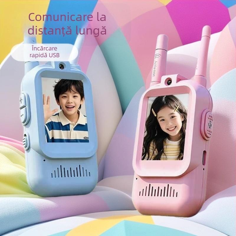 Jucărie interfon video pentru copii model A3 — 13 canale, bandă 5150–5825 MHz, rază 300 m, alimentare 5 V