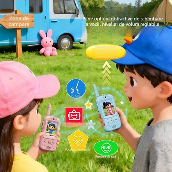 Interfon video pentru copii cu ecran LCD de 2 inch, autonomie până la 1,5 km, baterie Li-Ion 1000 mAh, rețea 2G