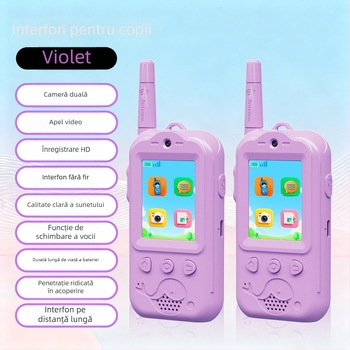 Interfon video pentru copii cu ecran LCD de 2 inch, autonomie până la 1,5 km, baterie Li-Ion 1000 mAh, rețea 2G