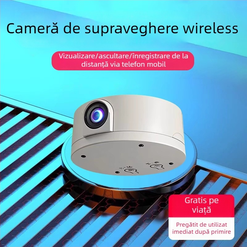 Kit de monitorizare cu claritate 1080p, viziune nocturnă, distanță focală de 3,6 mm, rază de acțiune 10–30 m și control prin aplicație mobilă (iOS).