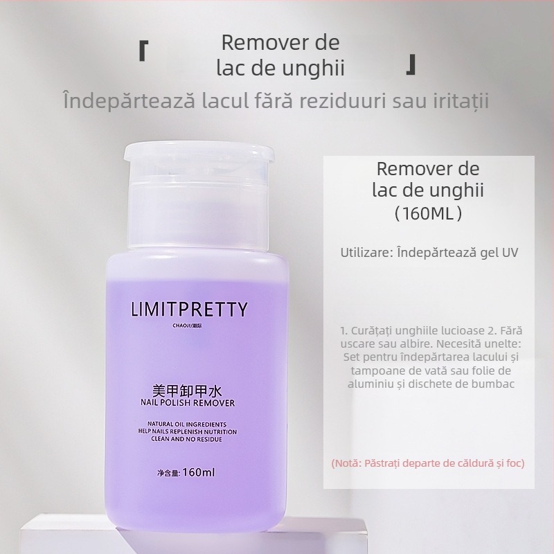 Îndepărtător de lac de unghii - Brand: Tide (Beauty); Model: Limitpretty trendy; Conținut net: 160 ml; Perioadă de valabilitate: 3 ani