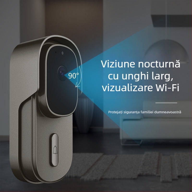 Tuya sonerie video wireless pentru locuință, monitorizare, impermeabilă, comunicație bidirecțională, vizionare pe timp de noapte, consum redus de energie, Wi-Fi