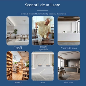 Sonerie wireless pentru ușă, model D836 1T1, alimentare DC, tensiune AA 4,5 V, melodie 38