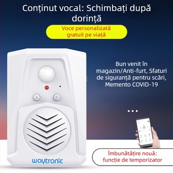 Sonerie de ușă inductivă MS-V22.12, sonerie MP3, alimentare 5V DC sau 3 baterii uscate, potrivită pentru lanțuri de magazine, supermarketuri și locuințe