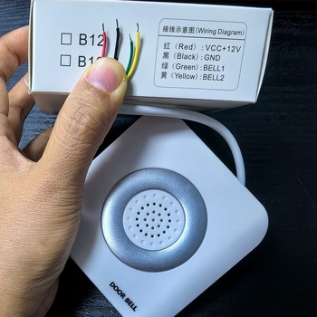 Sonerie de ușă cu fir, 12V, model B12, ton Ding-Dong, cablu cu 4 conductori, pentru ușile de acasă și de hotel