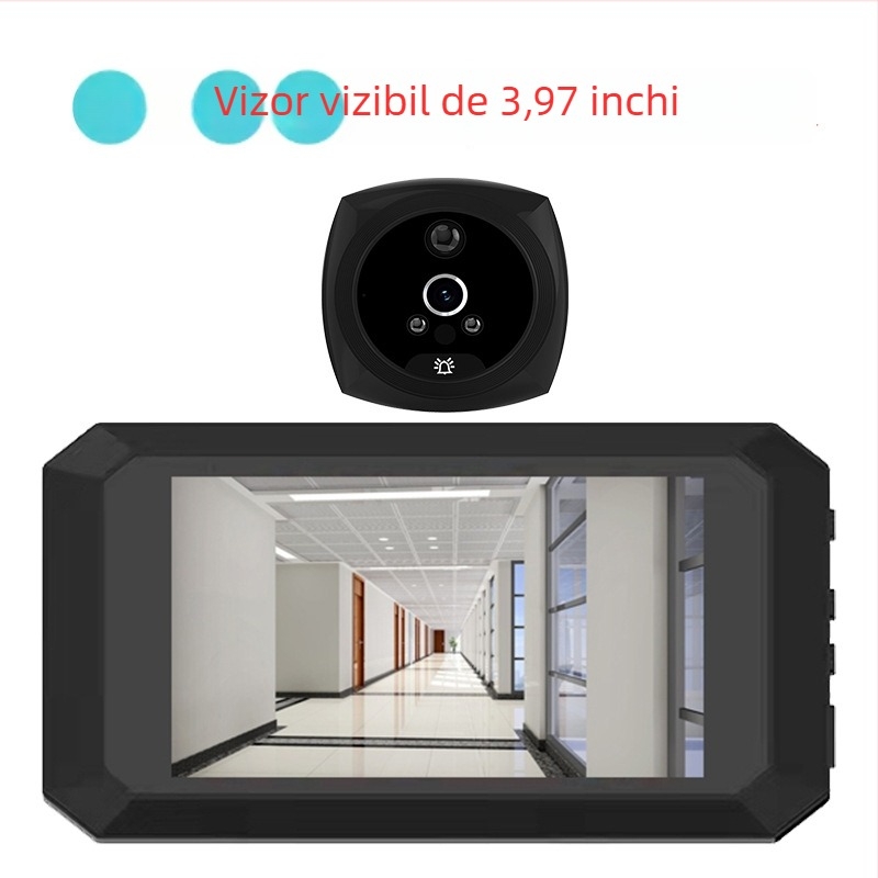 Vizor video inteligent pentru ușă, 3,97 inch, monitorizare electronică, model A9, sonerie video de ușă