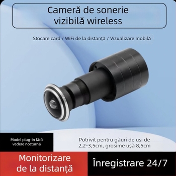 Cameră de ușă cu WiFi, unghi de vizualizare 160°, supraveghere anti-furt, sonerie video