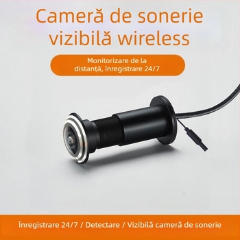 Cameră de ușă cu WiFi, unghi de vizualizare 160°, supraveghere anti-furt, sonerie video