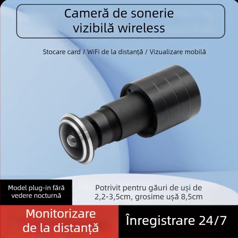 Cameră de ușă cu WiFi, unghi de vizualizare 160°, supraveghere anti-furt, sonerie video