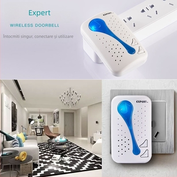 Sonerie fără fir pentru ușă - Model E-8819, Brand Able; potrivită pentru casă, birou și magazin.