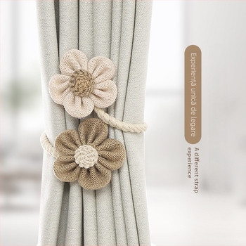 Bandă FY pentru perdea – flexibilă, fără găuri, stil pastoral, din bumbac și in, nepersonalizabilă