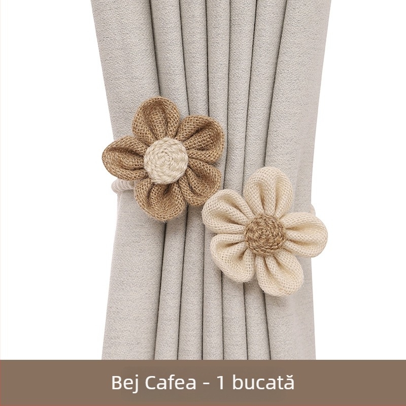 Bandă FY pentru perdea – flexibilă, fără găuri, stil pastoral, din bumbac și in, nepersonalizabilă