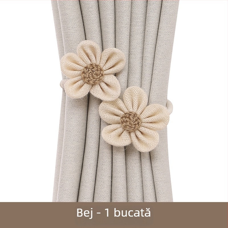 Bandă FY pentru perdea – flexibilă, fără găuri, stil pastoral, din bumbac și in, nepersonalizabilă