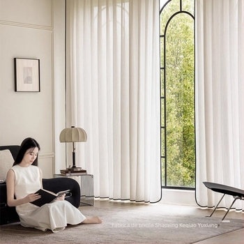 Perdele pentru ferestre din poliester, semi-transparente, stil modern minimalist; brand Yuxiang textile; montaj disponibil.