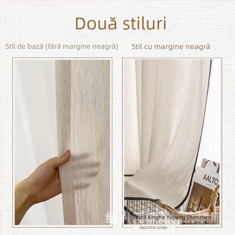 Perdele pentru ferestre din poliester, semi-transparente, stil modern minimalist; brand Yuxiang textile; montaj disponibil.