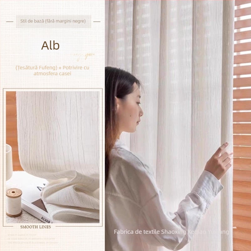 Perdele pentru ferestre din poliester, semi-transparente, stil modern minimalist; brand Yuxiang textile; montaj disponibil.