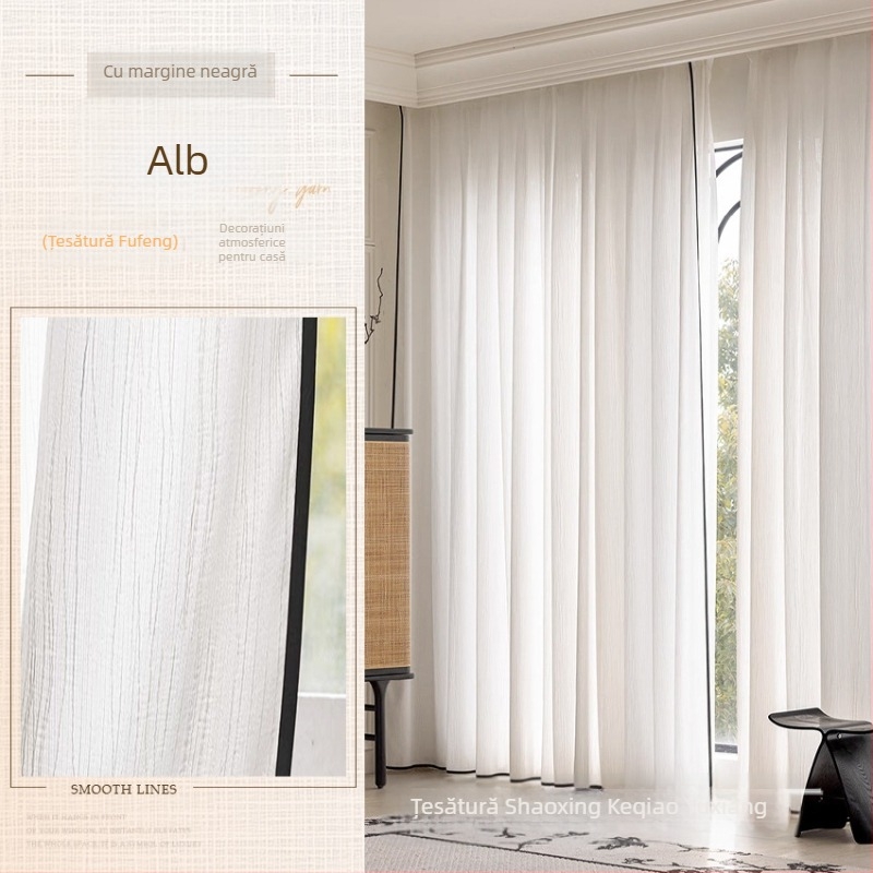 Perdele pentru ferestre din poliester, semi-transparente, stil modern minimalist; brand Yuxiang textile; montaj disponibil.