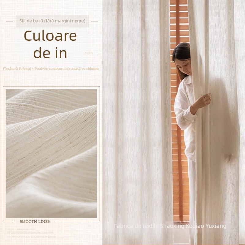 Perdele pentru ferestre din poliester, semi-transparente, stil modern minimalist; brand Yuxiang textile; montaj disponibil.