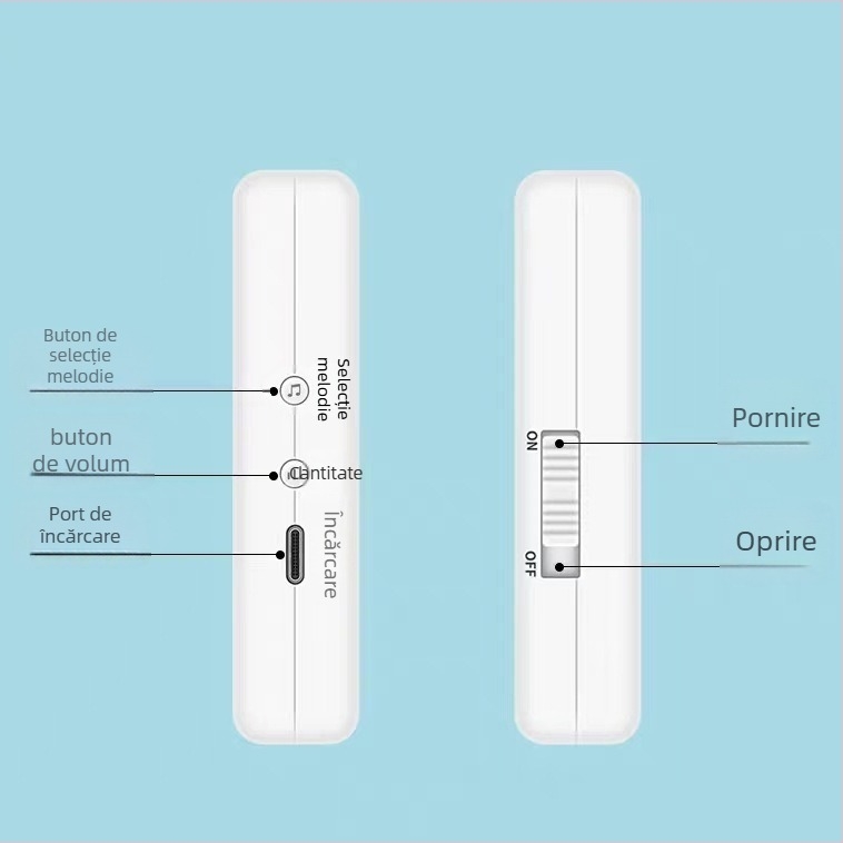 Sonerie wireless pentru ușă CMF1788 – vibrații, 39 tonalități, iluminare de noapte, alimentare DC5.0V sau baterii 2032/14500 Li, consum 0.5W