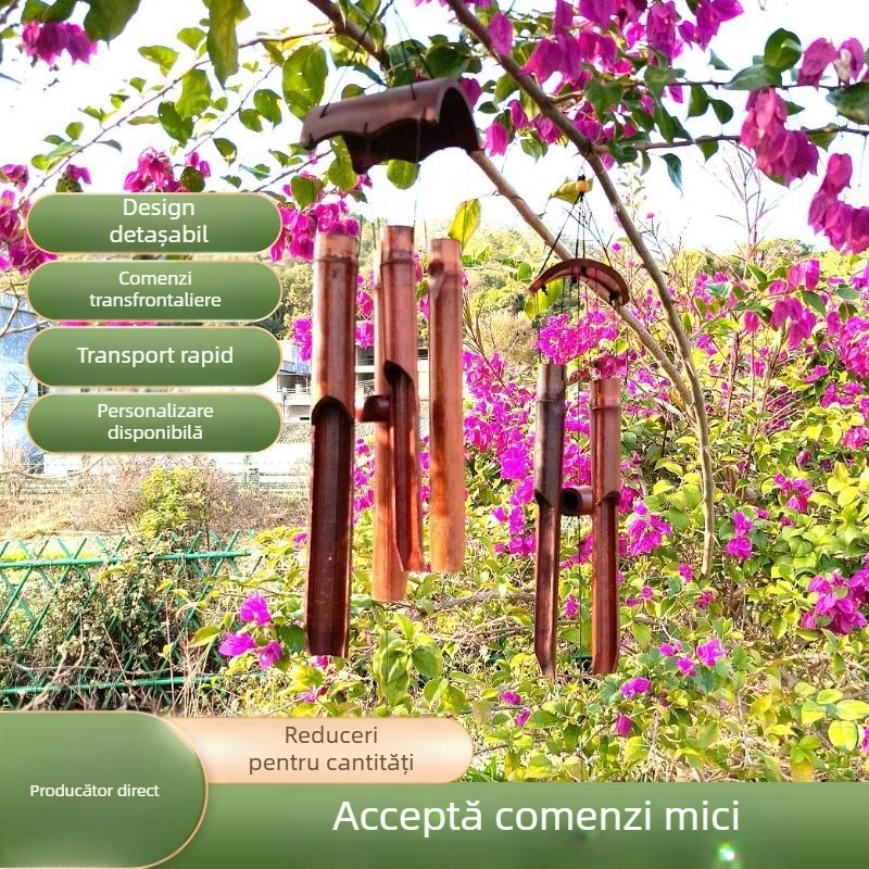 Clopot din bambus – pandantiv, lucrat manual, stil chinezesc, decor pentru casă și grădină