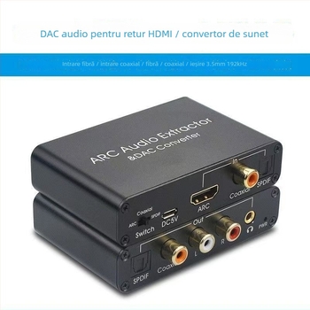 ARC convertor de sunet HDMI Audio Adapter DAC Arc7400 - cablu 0,8 m, gestionare alimentare, comutator distribuitor