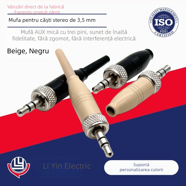 AUX conector 3,5 mm stereo pentru căști — Brand: Liyin electric; Tip conector: Audio/Vizual; Temperatură de operare: consultați serviciul pentru clienți; Certificare: Niciuna