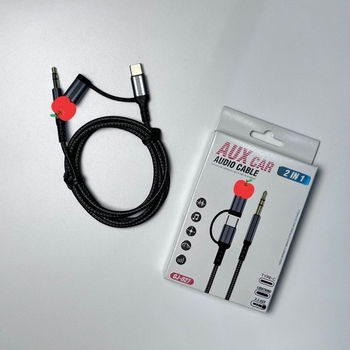 Cablu audio din nylon împletit, 2-în-1 Type-C/Lightning, 3,5 mm, lungime 1 m, nucleu din cupru emailat