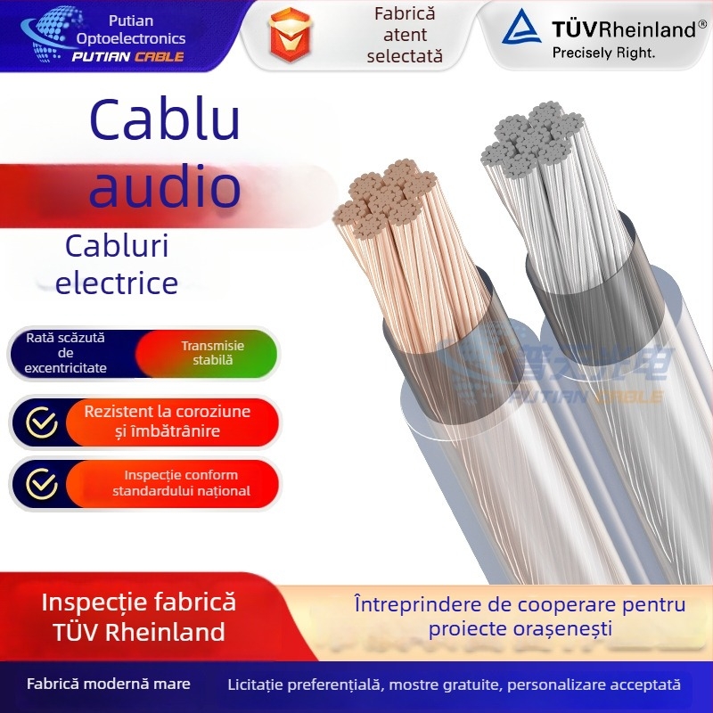 Cablu audio Hi-Fi auriu și argintiu pentru difuzoare, 100–600 nuclee, pentru subwoofer și amplificator