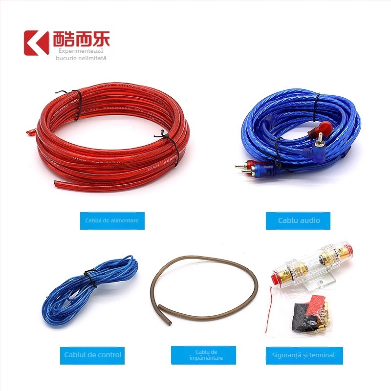KUERL Cablu Subwoofer X9 pentru auto audio — Set de modificări, cablu 10 GA pentru amplificator, izolație PVC, pentru audio și video