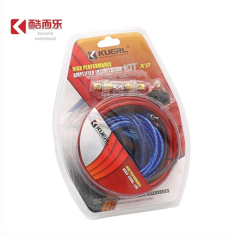 KUERL Cablu Subwoofer X9 pentru auto audio — Set de modificări, cablu 10 GA pentru amplificator, izolație PVC, pentru audio și video