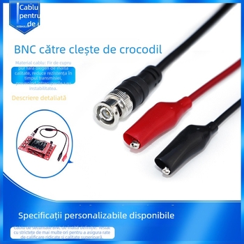 Cablu de test semnal BNC la clemă aligator pentru sondă osciloscop cu două cleme | înveliș PVC