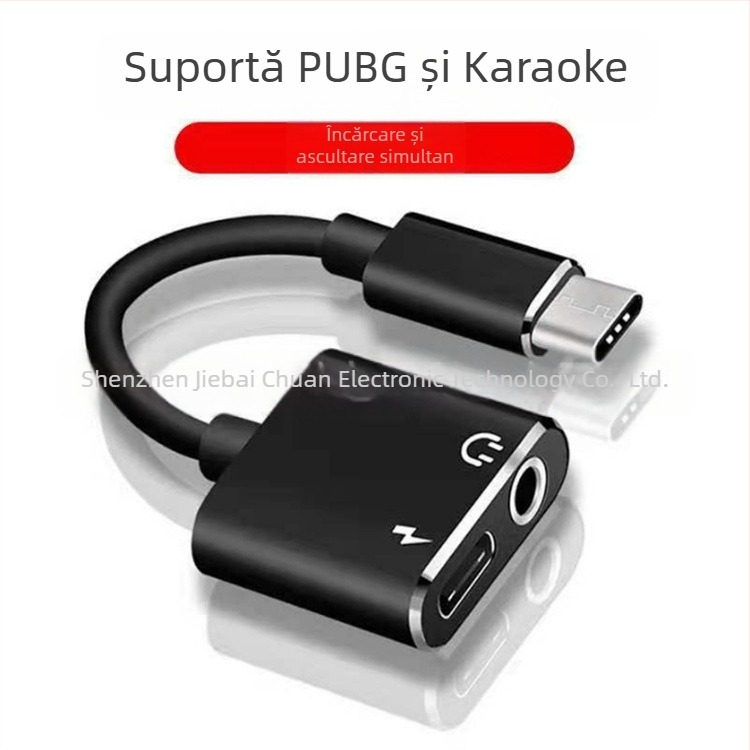 Adaptor USB-C audio și încărcare 2 în 1, jack 3.5mm, model JBC067, brand MAMH, compatibil cu telefoane Huawei/Xiaomi Android