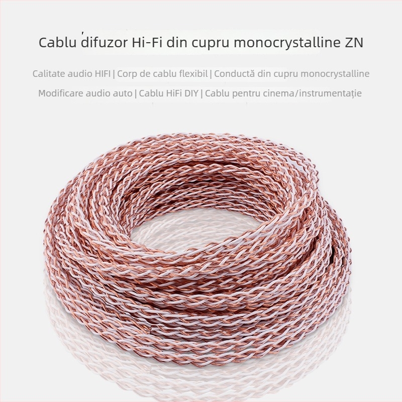 Cablu difuzor 7N OCC din cupru pentru Hi‑Fi, audio DIY, 1 m lungime